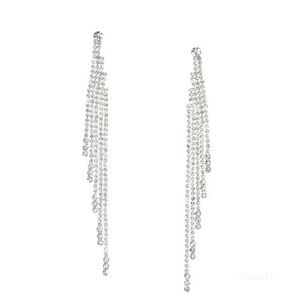 Elegant Silver Tone Drop & Dangle Rhinestone Earrings
